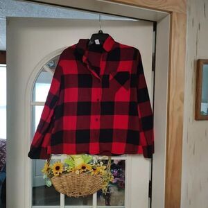 Old Navy Red Black Checked Flannel Pajama Set Size Women's L Worn 1 Time